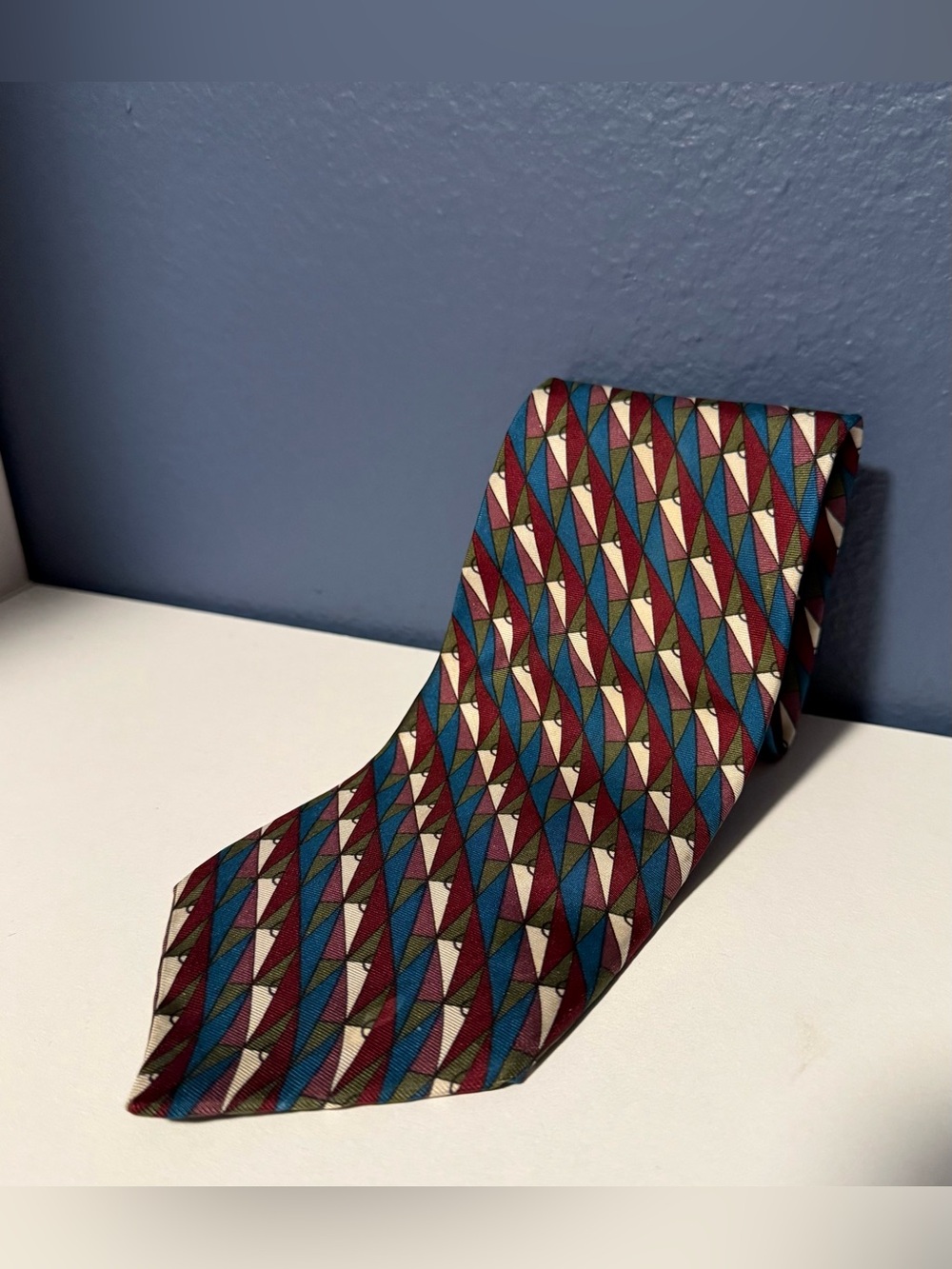 Vintage Colorz by Boss Silk Tie Retro Y2K Geometric Red Teal Menswear Neckwear